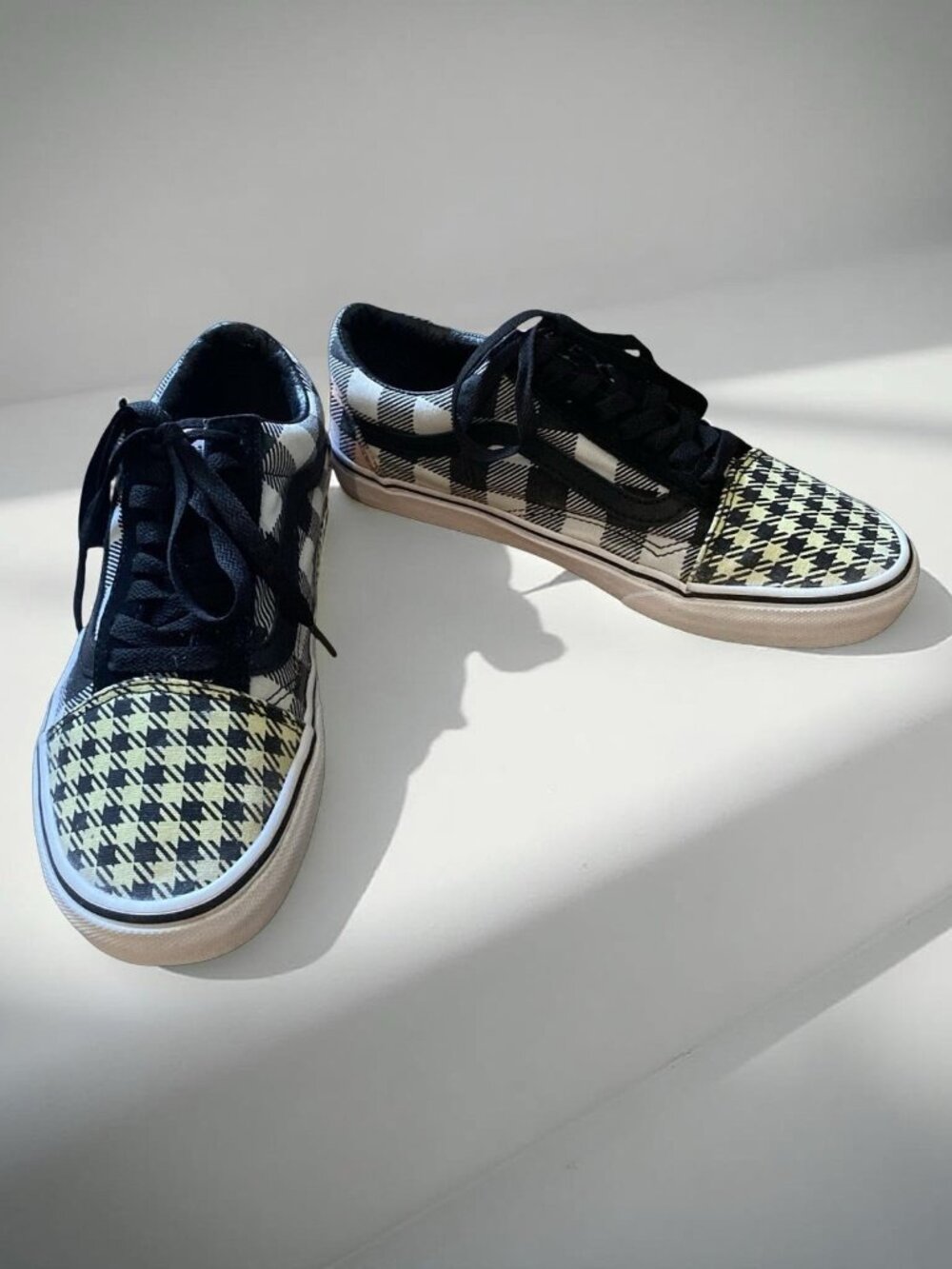 Vans Houndstooth Plaid Checkerboard Sneakers Women’s Size 8 Low Top Black White